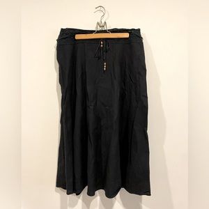 SUZY SHEIR vintage 90s Y2K linen blend A-line skirt with crochet waistband